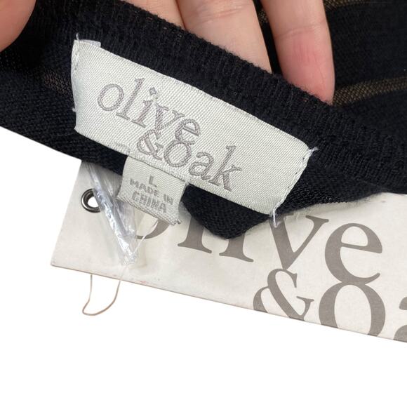 NWT Olive & Oak Black Shadow Stripe Lightweight Pullover Sweater SZ L - Picture 6 of 7